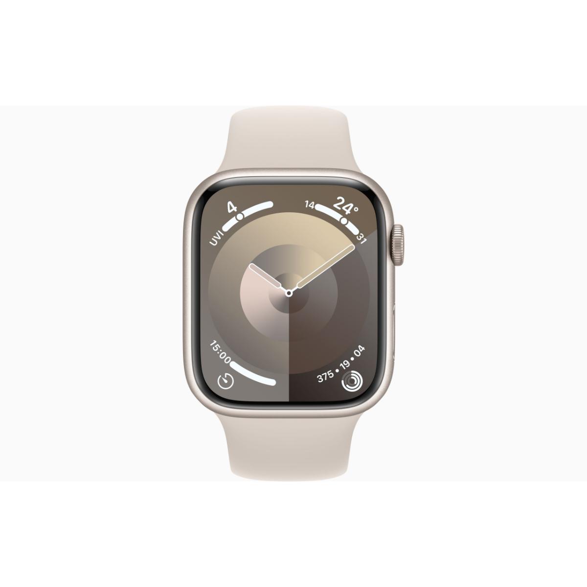 Apple Watch Series 9 GPS + Cellular 45mm Starlight Aluminium Case with Starlight Sport Band - M/L